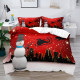 Christmas Decor 3-Piece Duvet Cover Set Hotel Bedding Sets Comforter Cover with Soft Lightweight Microfiber, Include 1 Duvet Cover, 2 Pillowcases for Double/Queen/King(1 Pillowcase for Twin/Single)