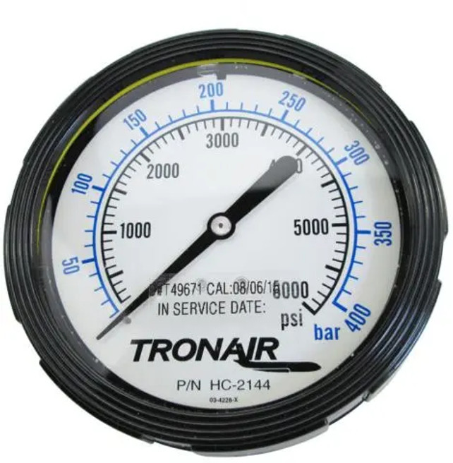Tronair HC-2144 Replacement Pressure Gauge 0-6000 psi