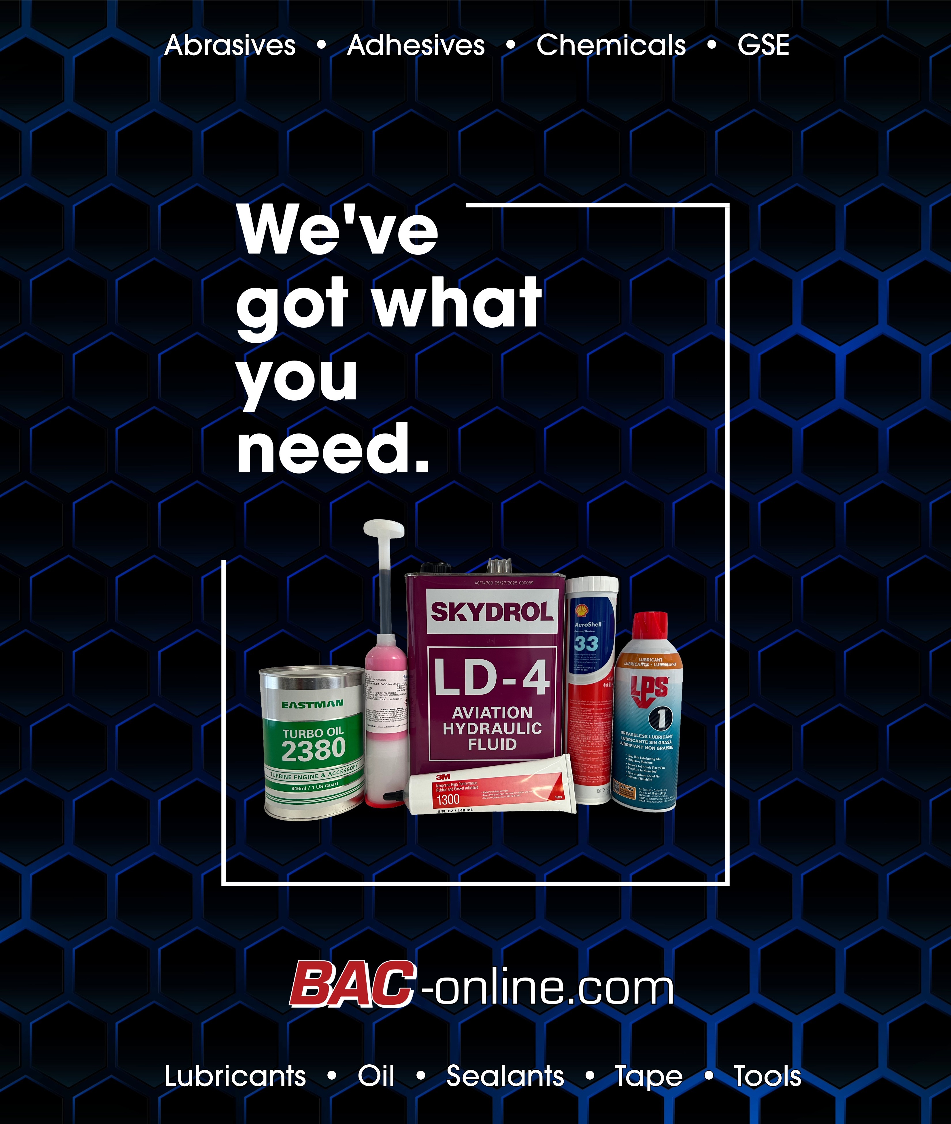 BAC advertisement showing various aircraft maintenance items