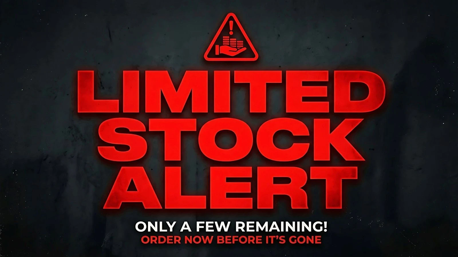 limited stock alert text on black background