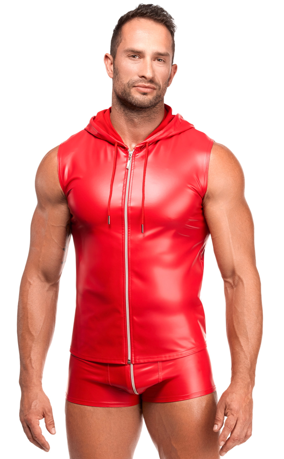 Noir Ignite Hooded Top Rot – Powerwetlook Weste mit Reißverschluss, jetzte bei RaiX Shop Konstanz