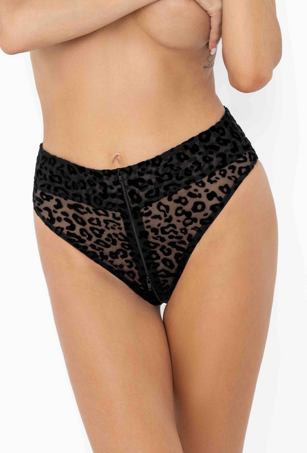 F290 Panties of leopard flock with zipper