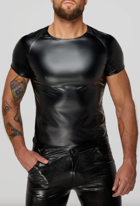 H070 Wetlook t-shirt with snake wetlook sleeves H070 Wetlook t-shirt with snake wetlook sleeves