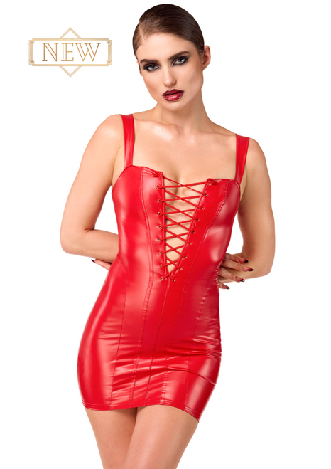 F364 Bombshell Lace-Up Mini Dress Red F364 Bombshell Lace-Up Mini Dress Red