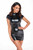 F309 Fantasy wetlook mini dress with lace up back