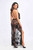 F312 Divinity long flocked mesh dress with open back