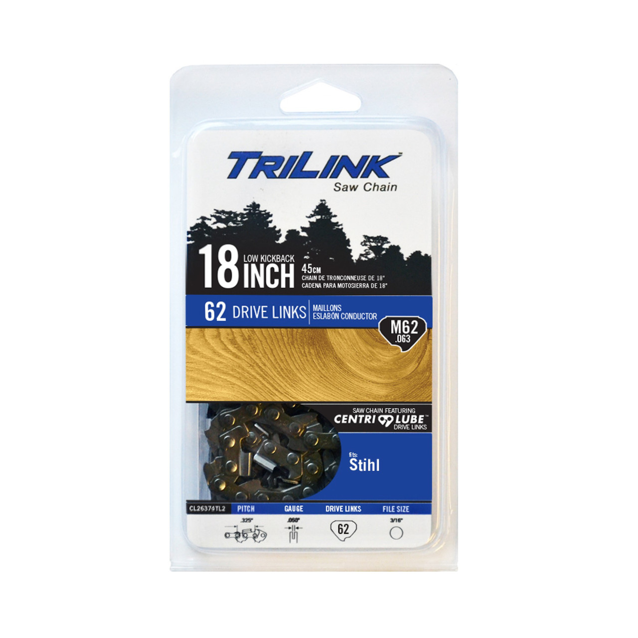 TriLink Chainsaw Chain .325 .063 62DL for Stihl 025 L62-22BPX