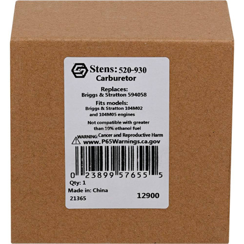Carburetor For Briggs & Stratton 104M02 and 104M05 engines 594058; 520-930
