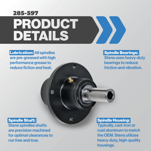 Stens Spindle Assembly 285-597 for Scag 461663