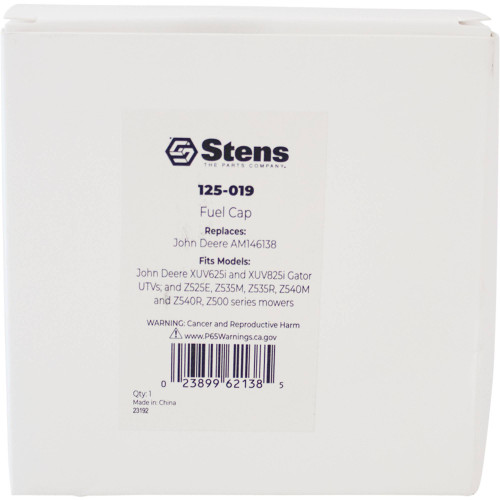 Fuel Cap For John Deere XUV625i and XUV825i Gator UTVs, Z525E, Z535M; 125-019