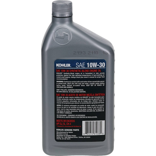 4-Cycle Engine Oil For Kohler 25 357 64-S SAE 10W-30 Oil Weight; 055-922