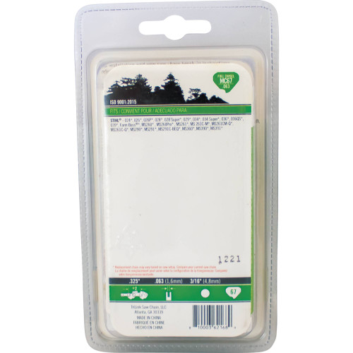 Chain Pre-Cut Loop 67 DL 16" Bar Length, .063" Chainsaw Gauge 76367TK