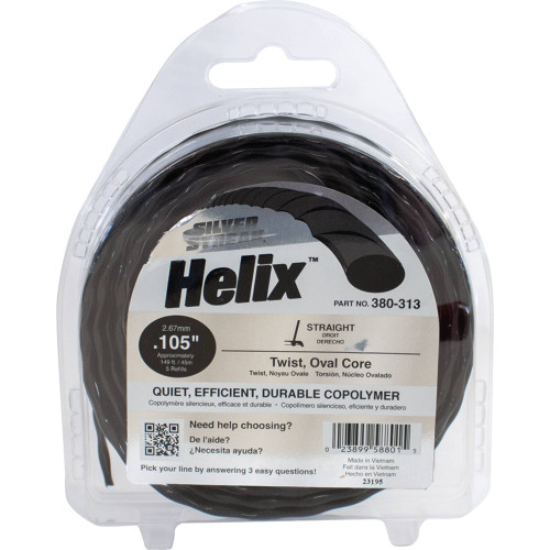 Helix Trimmer Line Black Color, 0.105" Dia, Twist Shape, 1/2 lb.Size 380-313