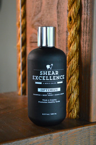 Optimize, a 3-in-1 - shampoo, body wash, and shave cream by Shear Excellence in Charlotte, NC Optimize, a 3-in-1 - shampoo, body wash, and shave cream by Shear Excellence in Charlotte, NC