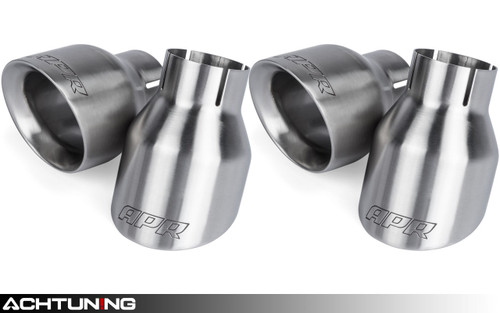 APR TPK0002Q Slash-Cut Double-Walled Brushed Silver 4 Inch Exhaust Tip Set