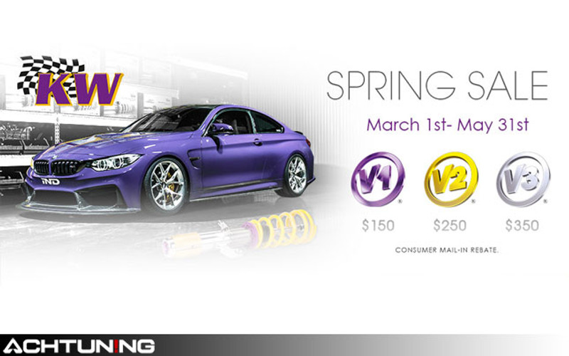 KW Spring Rebate Special! $150-$350 back on select V1, V2, and V3 Coilover kits with free shipping!
