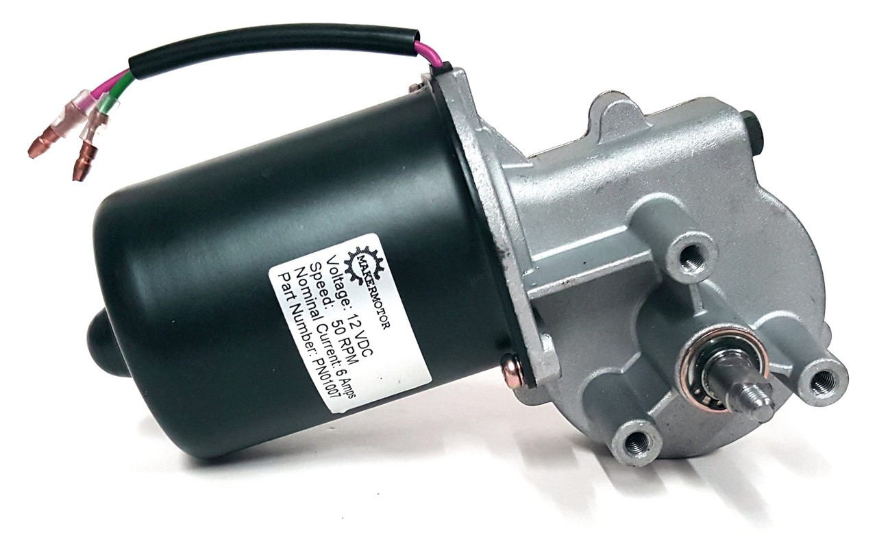 Makermotor 10mm 2-flat Shaft Reversible Electric Gear Motor 12v 50 RPM PN01007