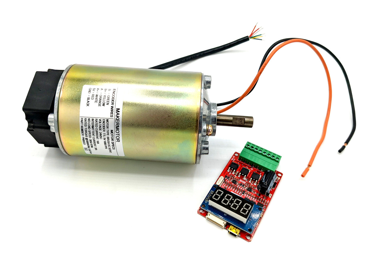 PN00321-DRV10A - 3/8 Shaft Closed-Loop Feedback Stepless 24V Brush DC 240W  Servo Motor with 1000 PPR Optical Incremental Encoder + 10A Servo Motor