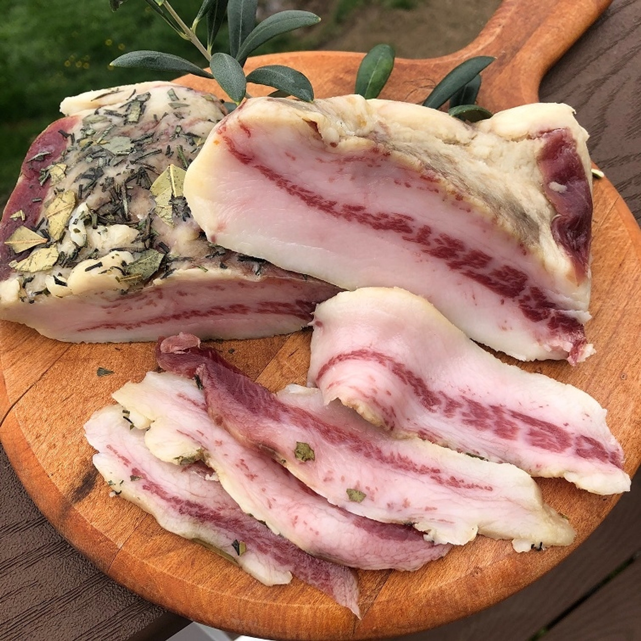 Guanciale, made in USA, hand cut 1-1.25 lb - Fortuna's Sausage & Online  Market