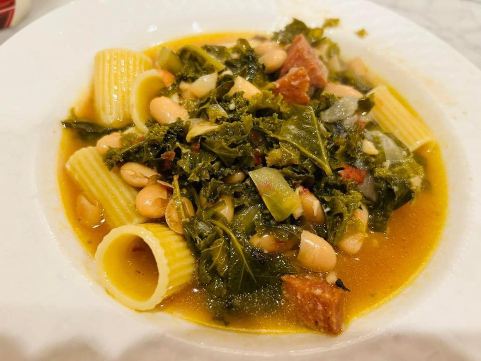 Kale, Beans and Pepperoni with Rigatoni 