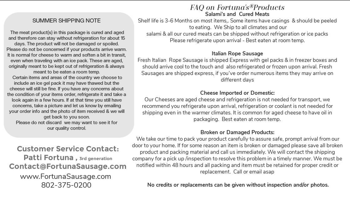 Summer Shipping Note