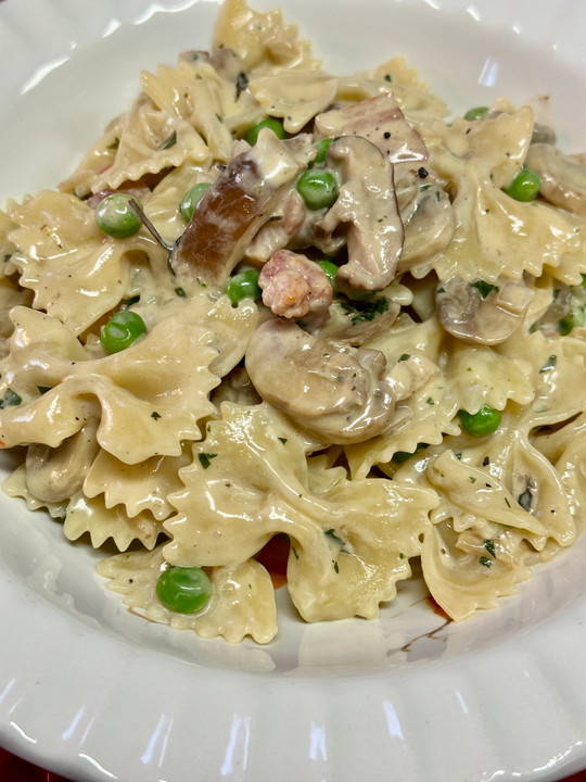 Farfalle with Coppata, Mushroom & Spring Peas
