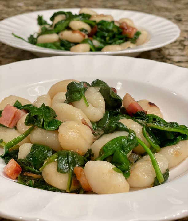 Gnocchi with Pancetta & Spinach again Gnocchi with Pancetta & Spinach again