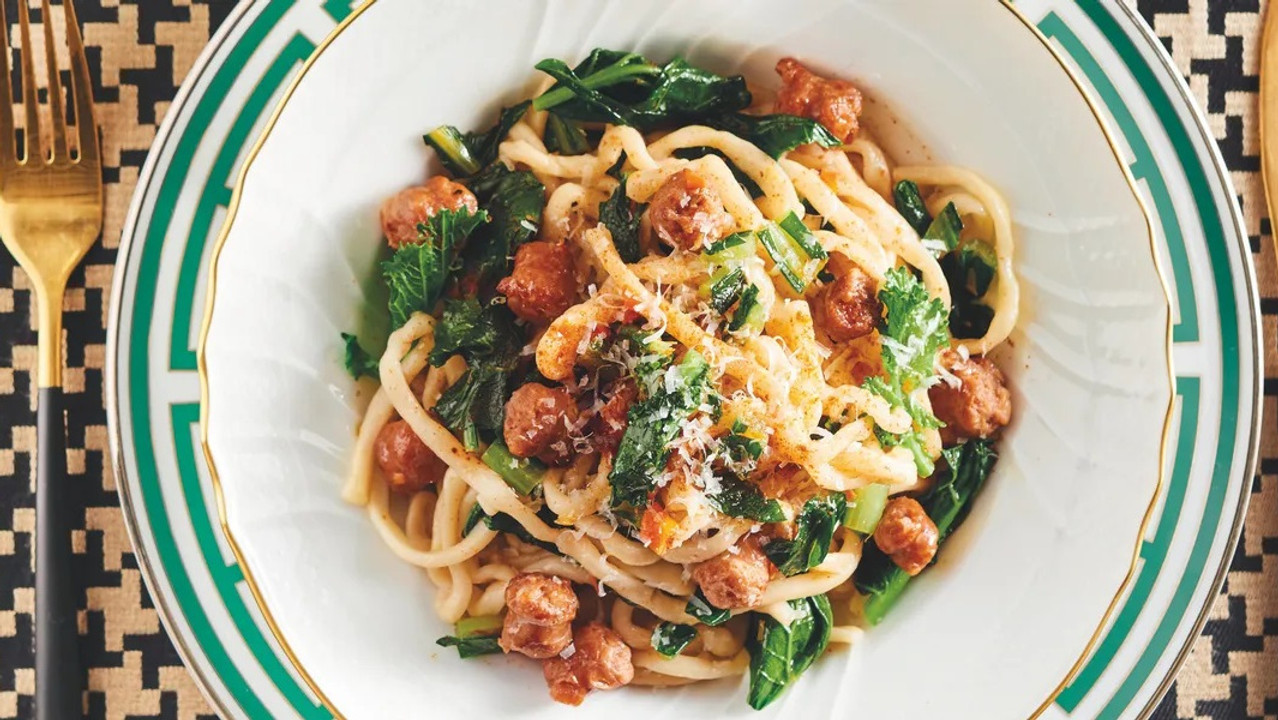 Pici with Italian Sausage and Broccoli Rabe  Pici with Italian Sausage and Broccoli Rabe