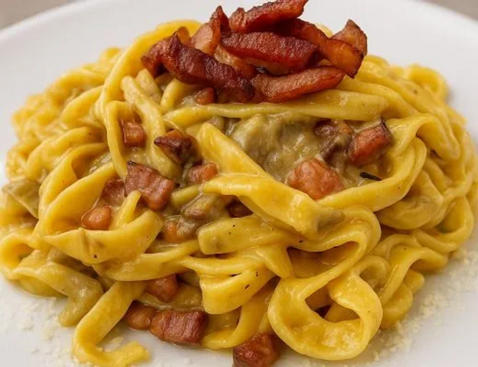 Tagliatelle with Artichokes and  Fortuna's Guanciale