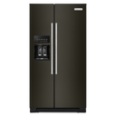Kitchenaid® 19.9 cu ft. Counter-Depth Side-by-Side Refrigerator with Exterior Ice and Water and PrintShield™ finish KRSC700HBS