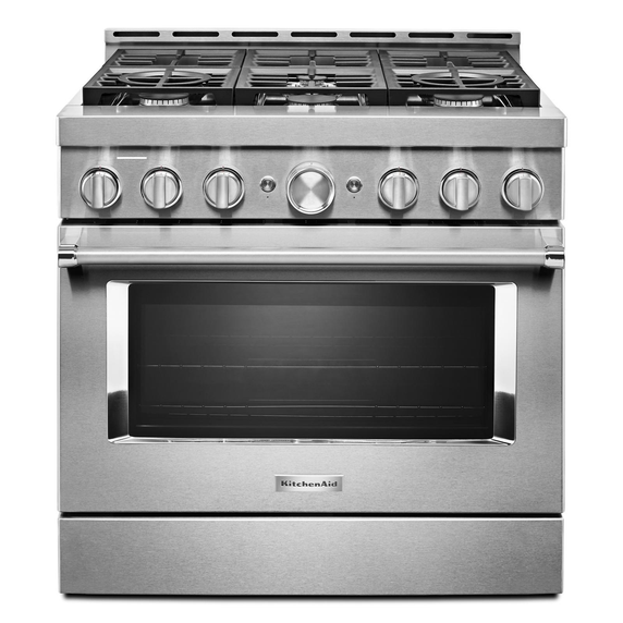 KitchenAid® 36'' Smart Commercial-Style Gas Range with 6 Burners KFGC506JSS