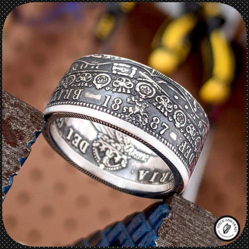 1887 half crown coin ring