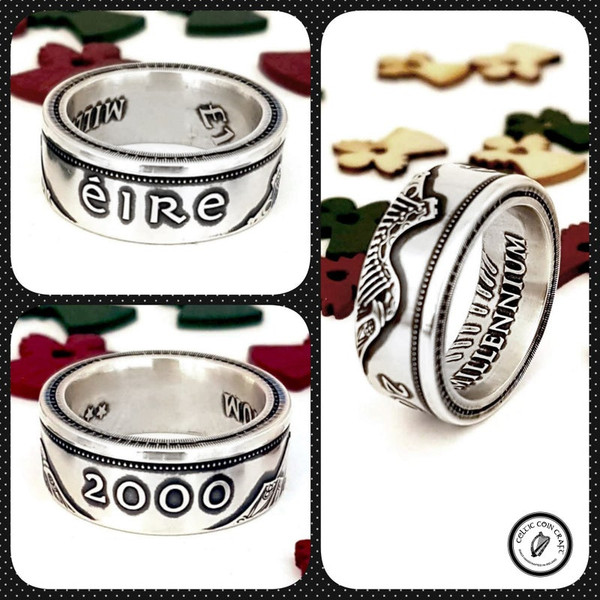 millennium silver coin ring irish