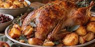 Slow-Roast Free-Range Goose with Apple, Sage & Goose-Fat Potatoes