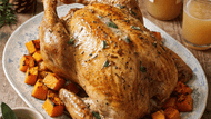 Roast Whole Turkey with Sage Butter, Cider & Butternut Squash