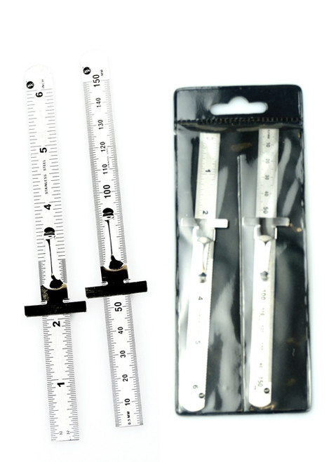Stainless Steel Ruler Set 2PC With Clip
