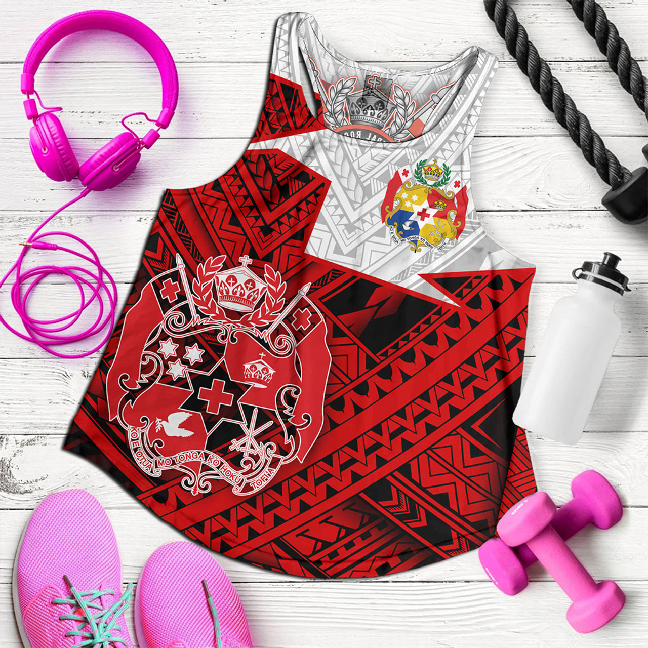 Source Sublimation Jersey Basketball Red Polynesia Tribal Print