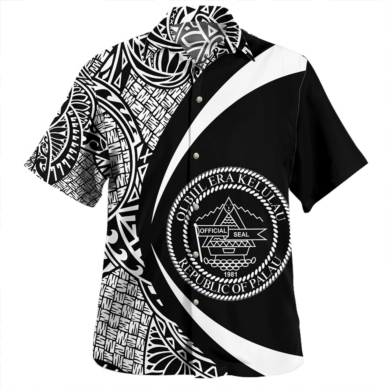 Lau Hala Black Aloha Shirt