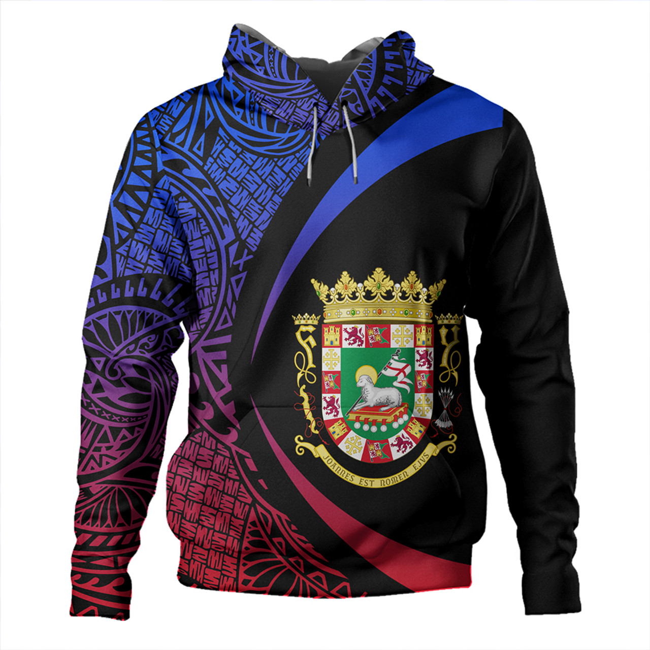 Puerto Rico Hoodie Coat Of Arm Lauhala Circle