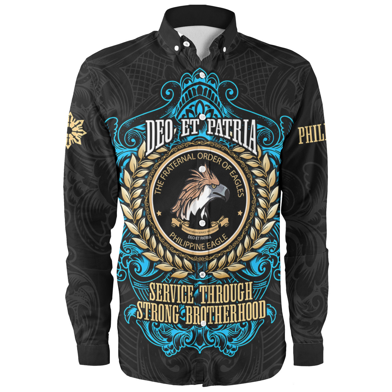 Philippines Long Sleeve Shirt - Philippine Eagles Ornament Vintage Style