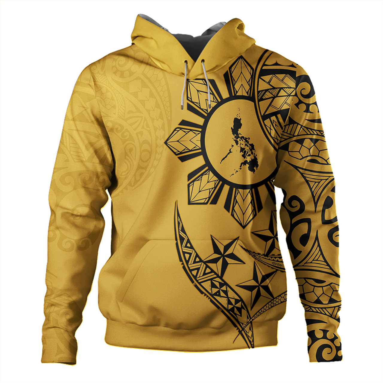 Philippines Hoodie Tribal Sun In My Heart Gold Style