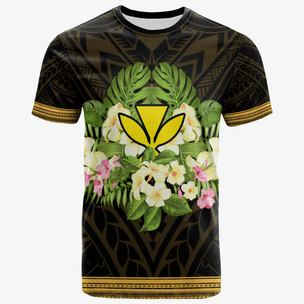 Hawaii Kanaka Maoli T-Shirt - Polynesian Gold Patterns Collection 1