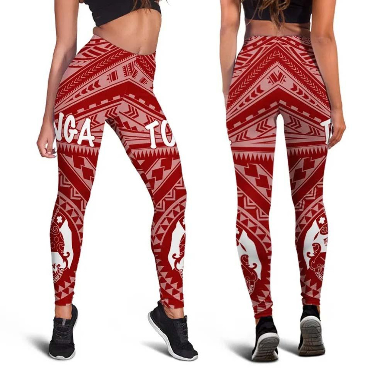 Tonga Legging - Tonga Seal With Polynesian Tattoo Style (Red) 3