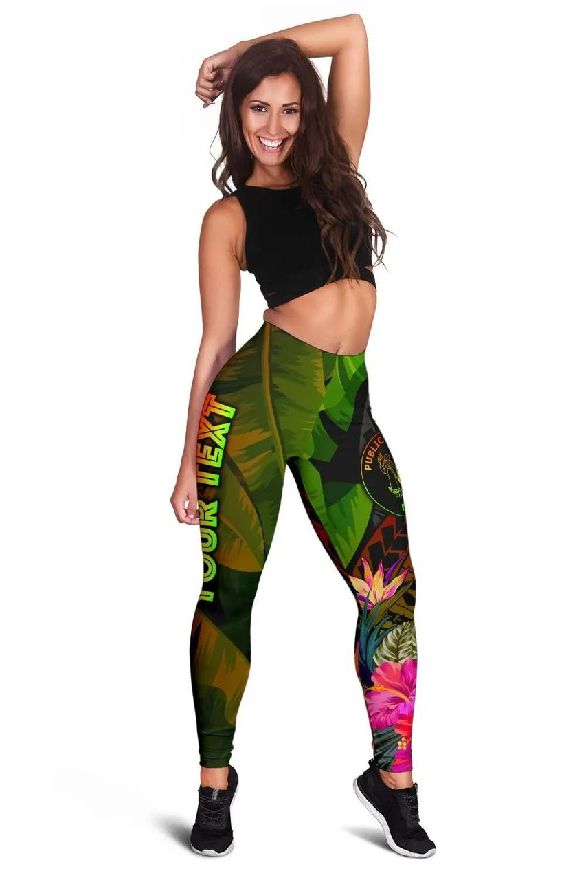 Niue Polynesian Personalised Legging - Hibiscus and Banana Leaves 2