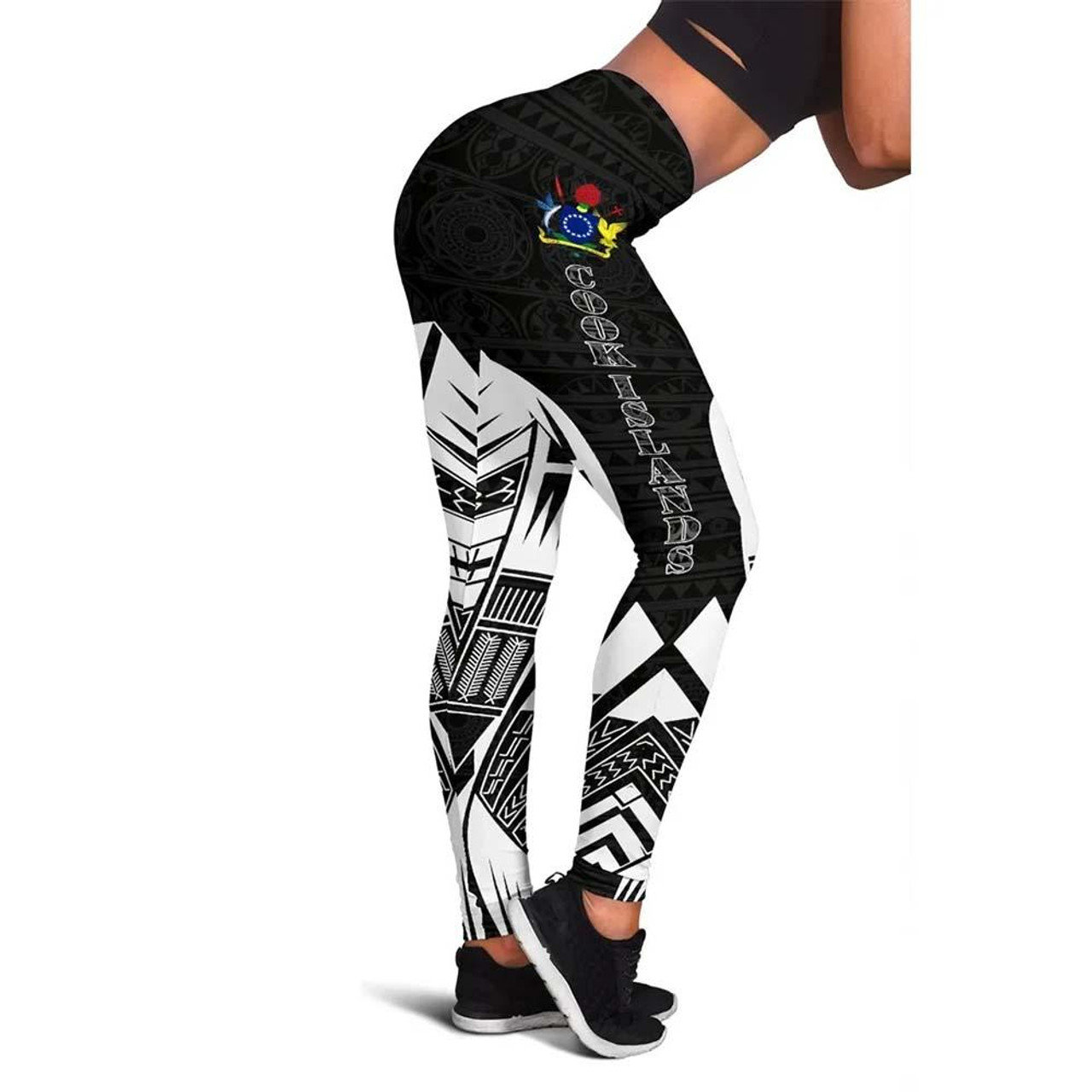 Cook Islands Polynesian Legging - Polynesian Tattoo Black Version 1