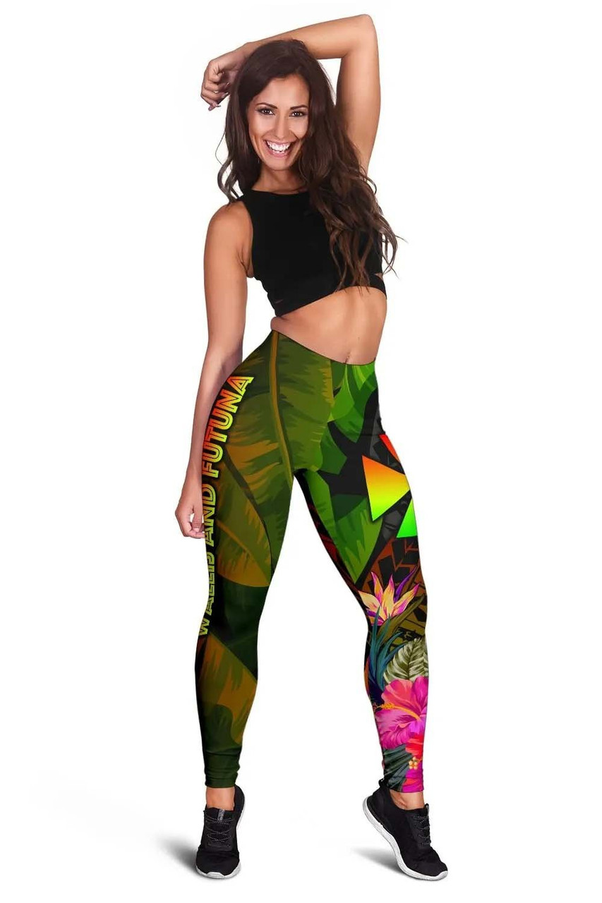 Wallis and Futuna Polynesian Legging - Hibiscus and Banana Leaves 3