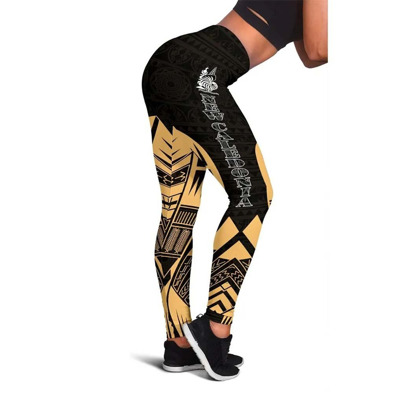 New Caledonia Polynesian Legging - Polynesian Tattoo Gold Version 1