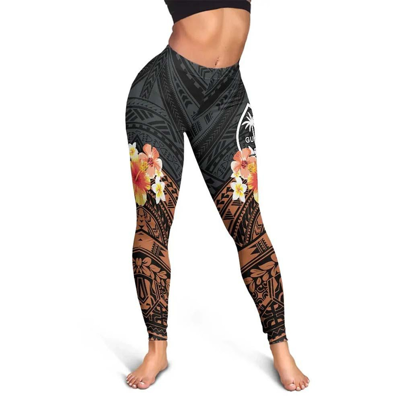 Buy Womens Hibiscus Flower Leggings Printed Black Womens Workout