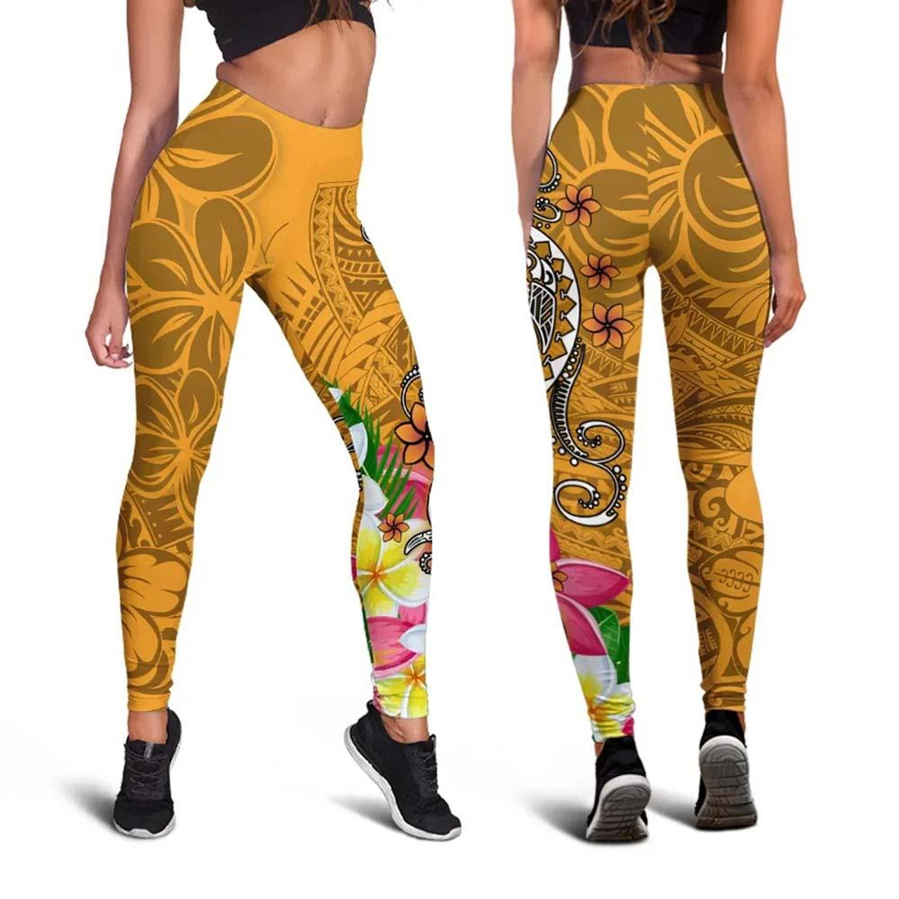 Kosrae Legging - Turtle Plumeria (Gold) 2