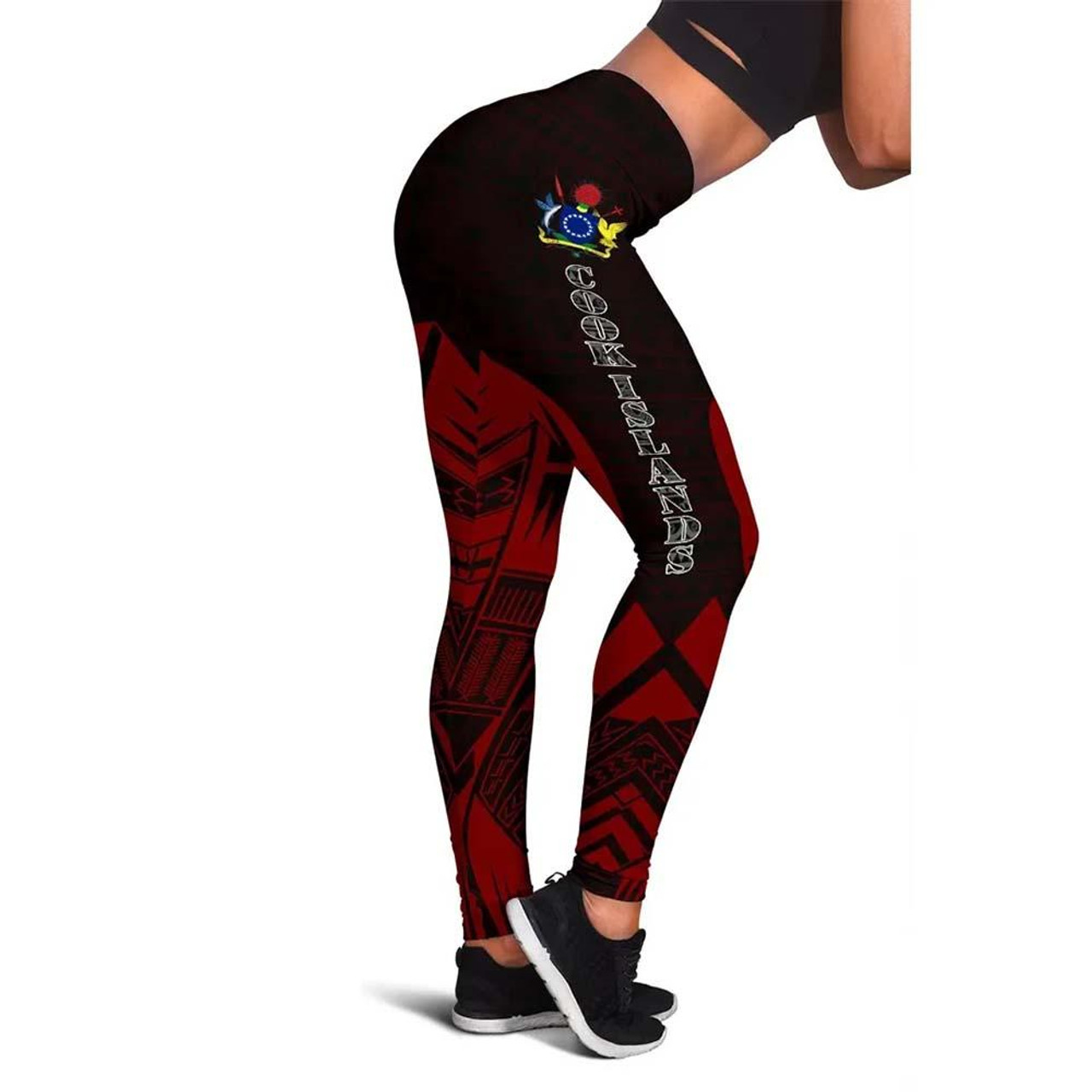 Cook Islands Polynesian Legging - Polynesian Tattoo Red Version 1